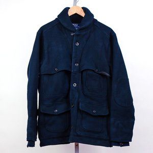Polo by Ralph Lauren Shawl Collar Hunting Jacket SZ M Navy Blue Lined Cardigan